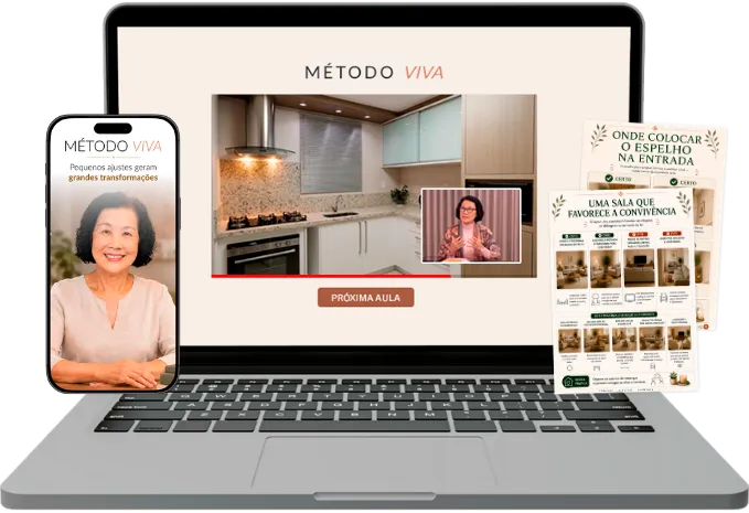 Mockup del Método VIVA: laptop y celular con las clases y los materiales complementarios